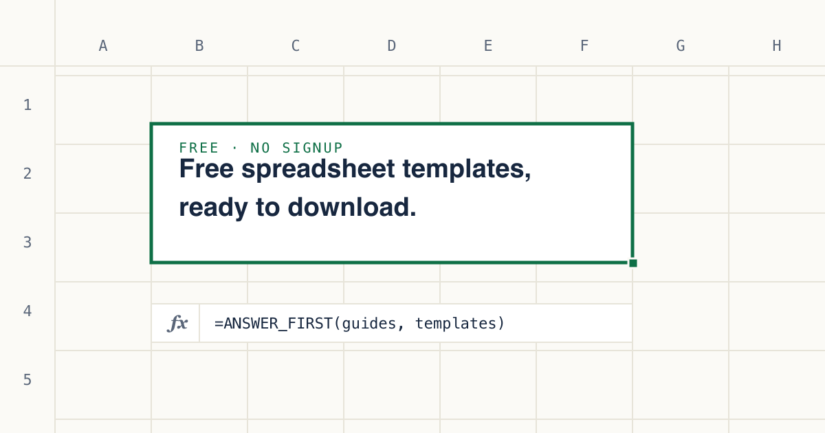 Free Excel Templates — Instant .xlsx Downloads | FreeSheets