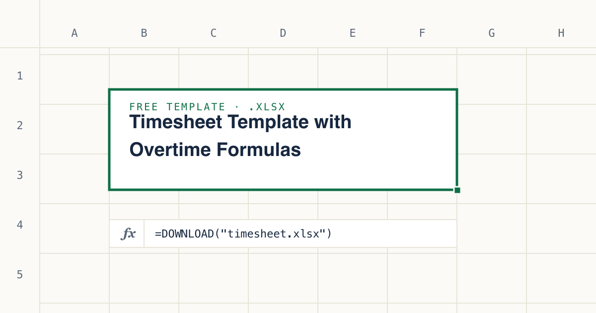 Timesheet Template with Overtime Formulas | FreeSheets